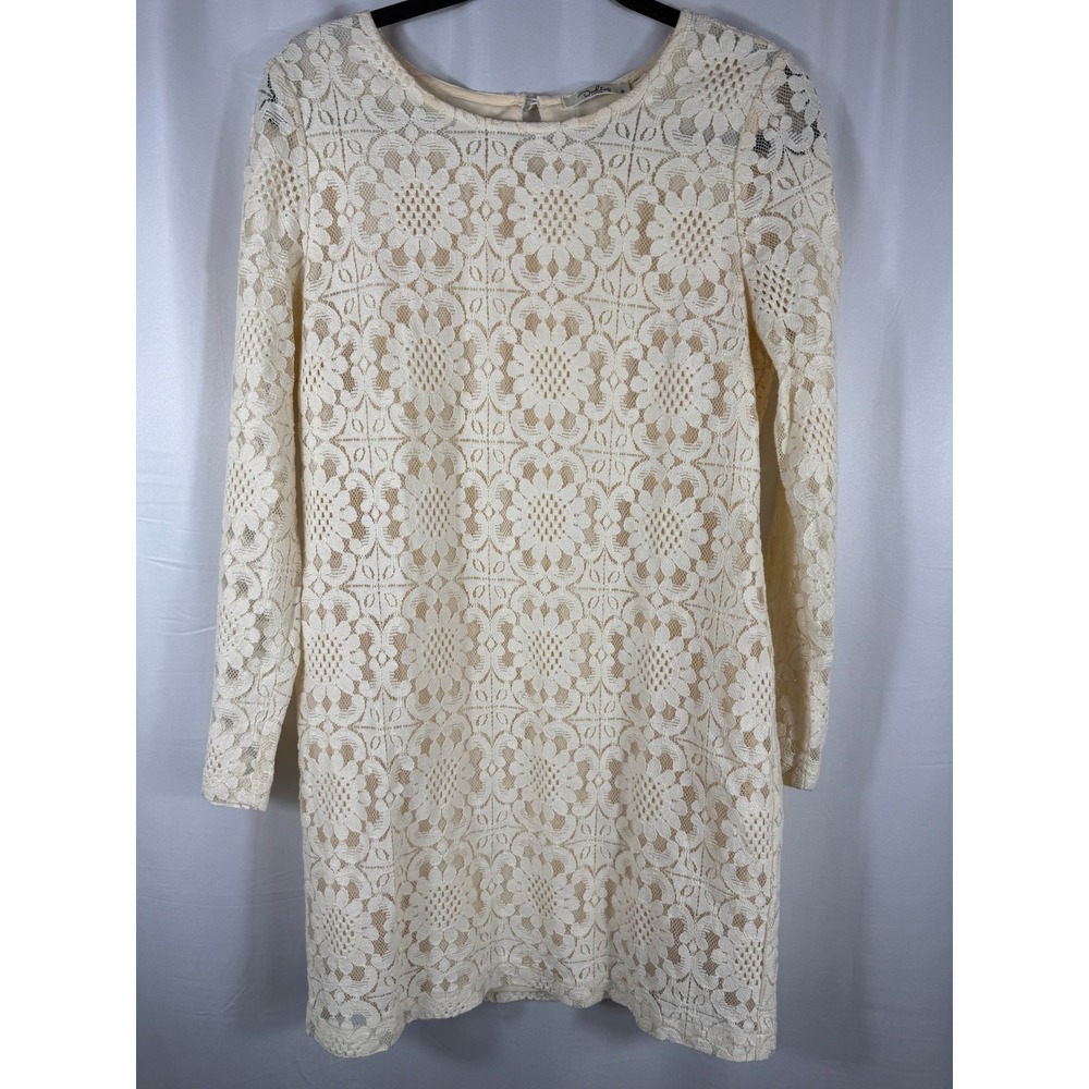 Darling London Boho Dress Size 10 Cream‎ Lace Floral Long Sleeve Elegant Party